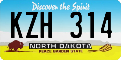 ND license plate KZH314