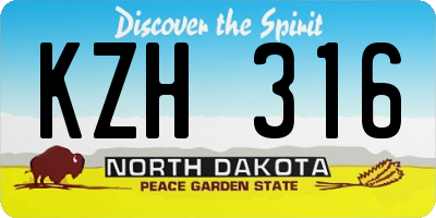 ND license plate KZH316