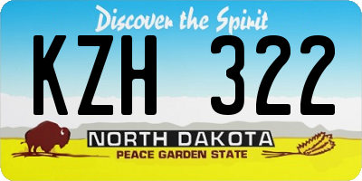 ND license plate KZH322