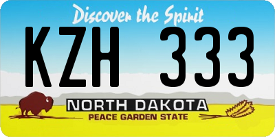 ND license plate KZH333