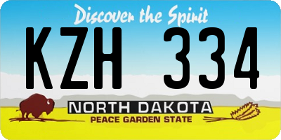 ND license plate KZH334