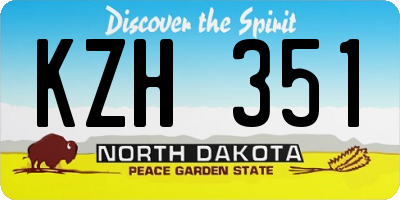 ND license plate KZH351