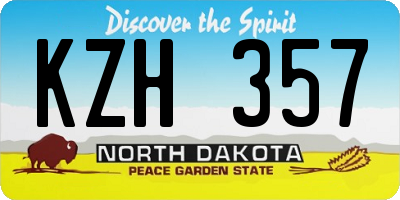 ND license plate KZH357