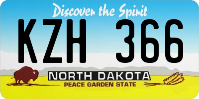 ND license plate KZH366