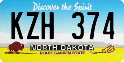 ND license plate KZH374