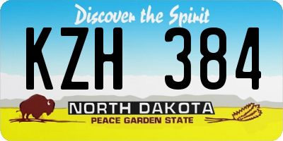 ND license plate KZH384