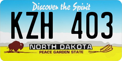 ND license plate KZH403