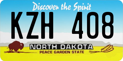 ND license plate KZH408