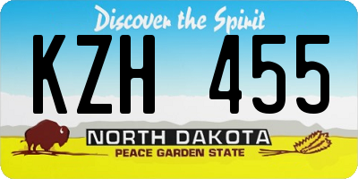 ND license plate KZH455