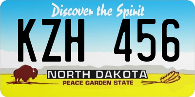 ND license plate KZH456