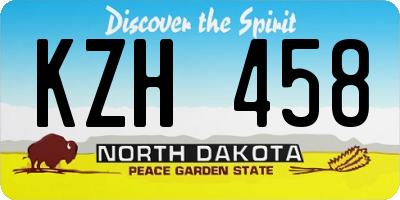 ND license plate KZH458