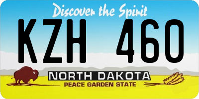 ND license plate KZH460