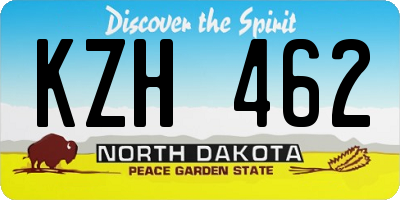 ND license plate KZH462