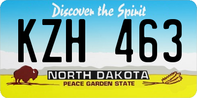ND license plate KZH463