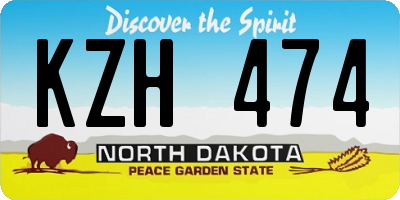 ND license plate KZH474