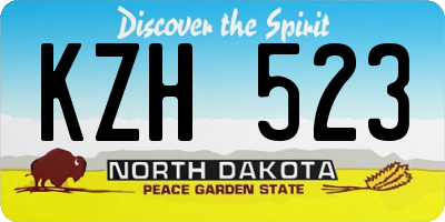 ND license plate KZH523