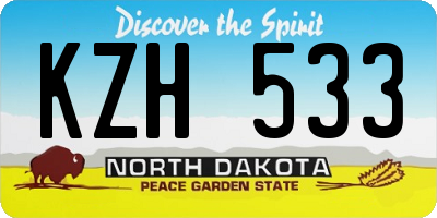 ND license plate KZH533