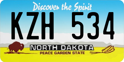 ND license plate KZH534