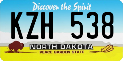 ND license plate KZH538