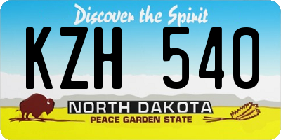 ND license plate KZH540