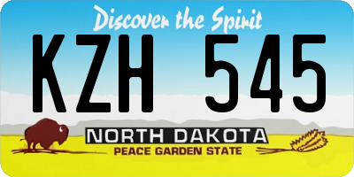ND license plate KZH545