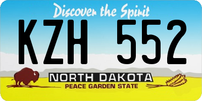 ND license plate KZH552
