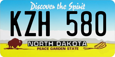 ND license plate KZH580