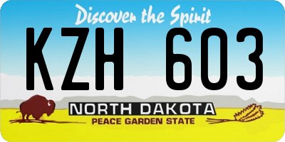 ND license plate KZH603