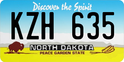 ND license plate KZH635