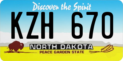 ND license plate KZH670