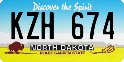 ND license plate KZH674