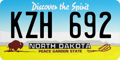 ND license plate KZH692