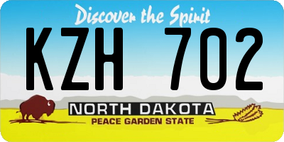 ND license plate KZH702