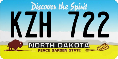ND license plate KZH722