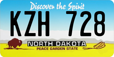 ND license plate KZH728