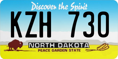 ND license plate KZH730