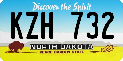 ND license plate KZH732