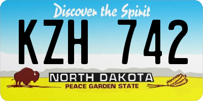 ND license plate KZH742