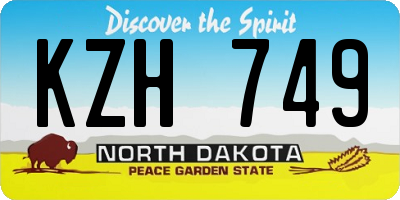 ND license plate KZH749