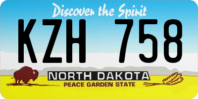 ND license plate KZH758
