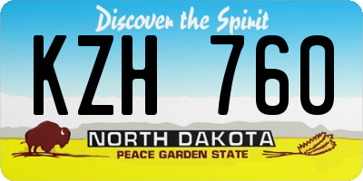 ND license plate KZH760