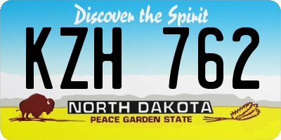ND license plate KZH762