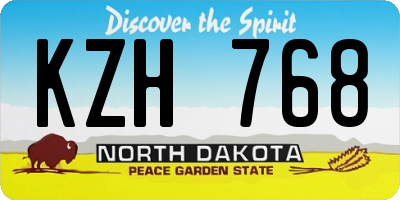 ND license plate KZH768