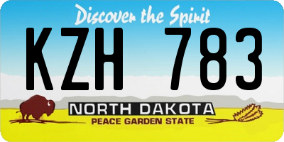 ND license plate KZH783