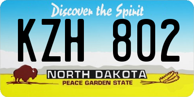 ND license plate KZH802