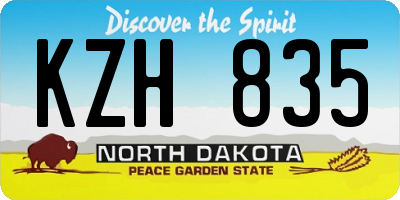 ND license plate KZH835