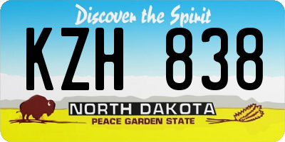 ND license plate KZH838