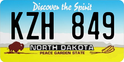 ND license plate KZH849