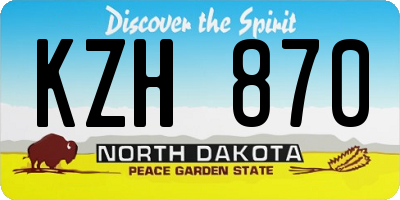 ND license plate KZH870