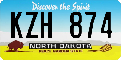 ND license plate KZH874